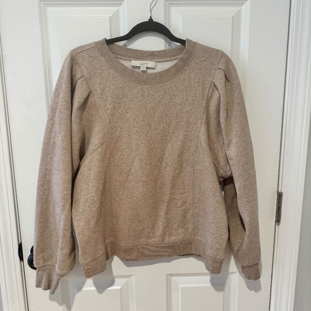 LOFT Brown Cotton Blend Pullover Crew Neck - Size Large